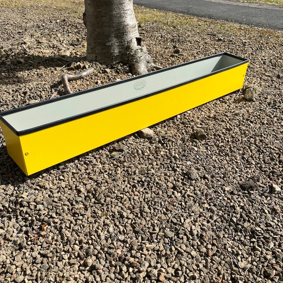 94.5cm Long Yellow Window Box Style Handmade Metal Planter, with Rubber trim on top edge