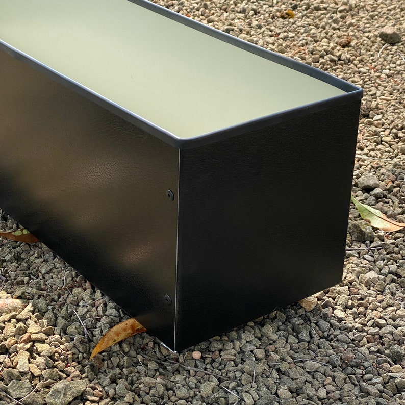 Long Deep Black Metal Handmade Trough Planter With Rubber Etsy UK