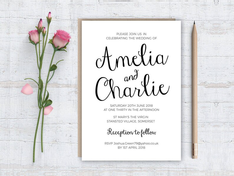 Printable Diy Happy Script Black White Wedding Etsy