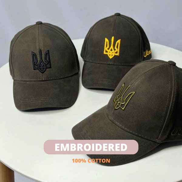 Chapeau avec broderie du drapeau ukrainien du vendeur d'Ukraine, casquette militaire cadeau ukrainienne en soutien à l'Ukraine