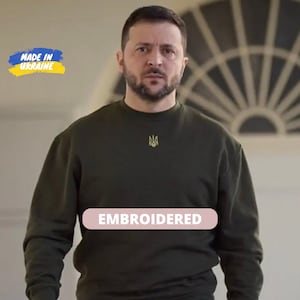 Ukrainian sweatshirt with embroidery, Zelensky sweatshirt, support for Ukraine, gift for him, birthday gift