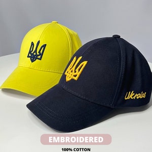Ukrainian hat embroidery coat of arms of Ukraine, embroidered sun hat of the Ukrainian flag, baseball cap support of Ukraine, ukrainian gift