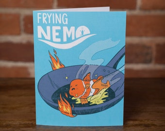 Frying Nemo Pun Greeting Card: Funny Birthday Card