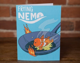 Frying Nemo Greeting Card, Finding Nemo Card, Punny Card for Friend Wife Husband Birthday, Cute Birthday Card, Dark Humor