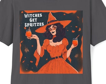 T-shirt Witches Get Spritzes: grappig T-shirt Halloweenfeest