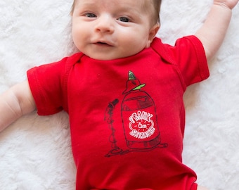 Frank Sriracha Onesie, Funny Baby Gift, Gift for Newborn, Funny Onesie, Frank Sinatra Baby Clothing, Hot Sauce Gift, Punny Baby Onesie