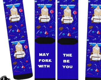 Obi Wan Cannoli Socks, Star Wars Socks, Funny Socks, Star Wars Fan Gift, Obi Wan Kenobi Socks, Unisex Socks Husband Brother Nephew Geek Jedi