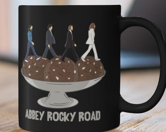 Abbey Rocky Road Mug, Beatles Mug, Funny Coffee Mug, Gift For Dad Husband Music Lover, John Lennon Mug, Rock and Roll Gift, Father's Day Mug