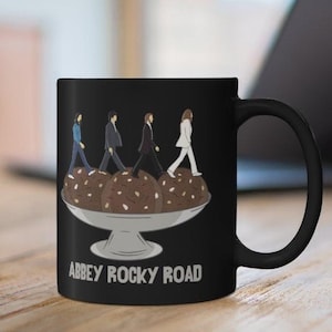 Abbey Rocky Road Mug, Beatles Mug, Funny Coffee Mug, Gift For Dad Husband Music Lover, John Lennon Mug, Rock and Roll Gift, Father&#39;s Day Mug