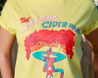 Cider Man Shirt, Funny Spiderman Shirt, Marvel Pun Tee Shirt, Spider-Man Gift, Apple Picking, Fall Shirt, Comic Book, Funny Coworker Gift