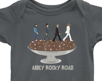 Abbey Rocky Road Baby Onesie, The Beatles Onesie, Funny Baby Clothes, Beatles Baby Clothing, Abbey Road, Punny Gift For Baby