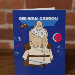 Obi-Wan Cannoli-verjaardagskaart, Star Wars-kaart, nerdy verjaardagskaart, grappige kaart voor hem, grappige verjaardagskaart voor haar, punny verjaardagskaart