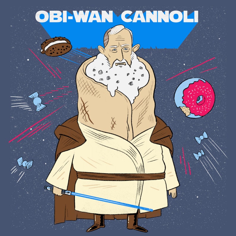 Obi-Wan Cannoli Birthday Card, Star Wars Card, nerdy birthday card, Funny Card For Him, Birthday Funny Card For Her, Punny Birthday Card image 4