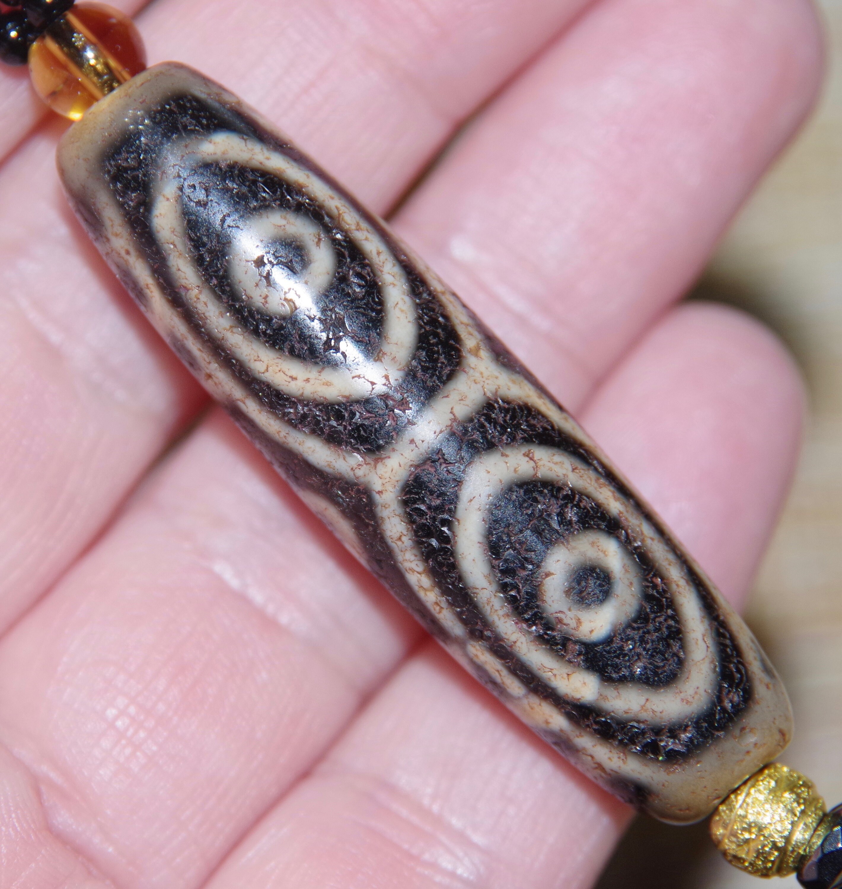 Buddhist necklace dzi bead Eye of the Dragon Dzi bead 6 Eyes Etsy