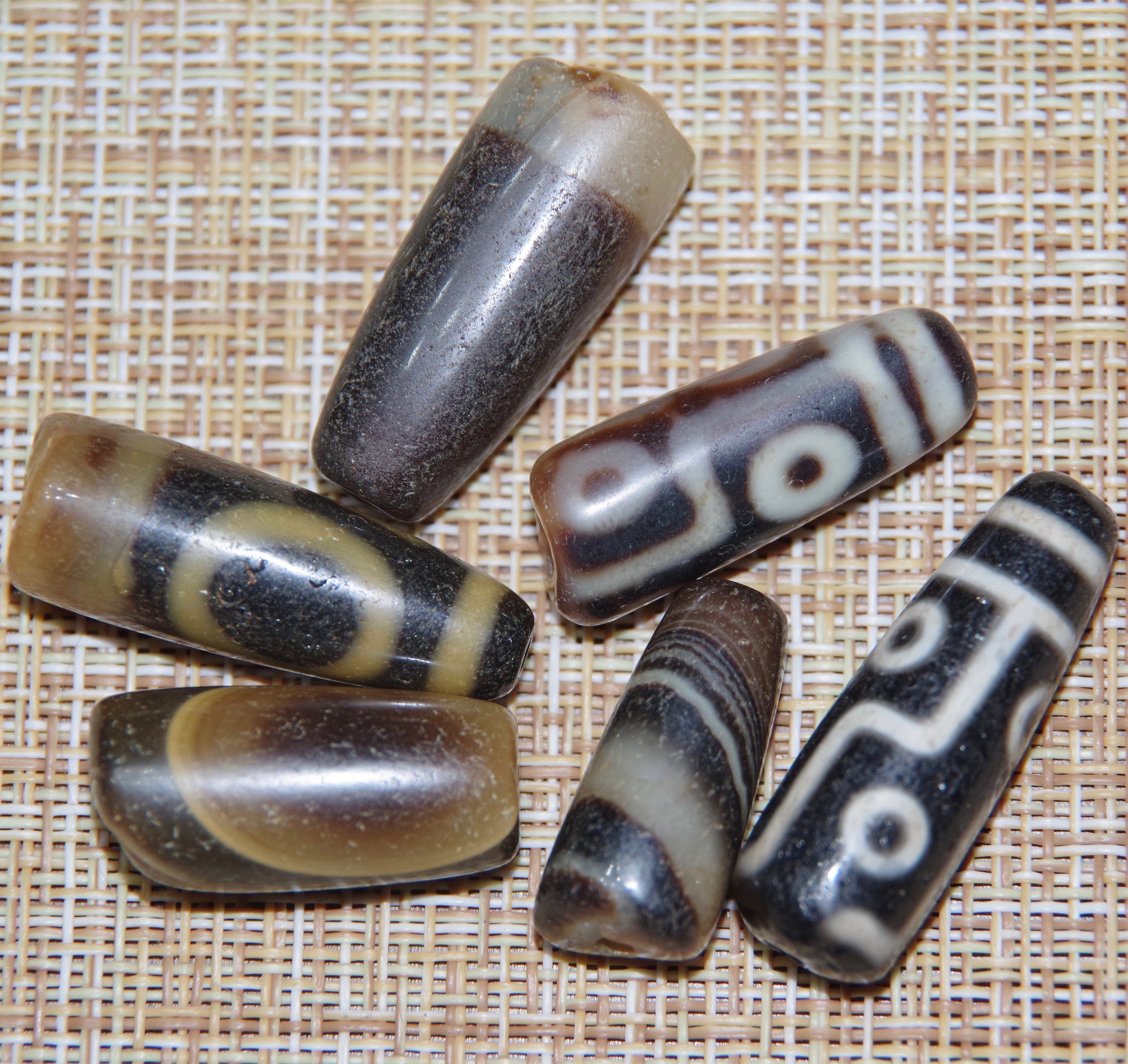 Lot halved old dZi beads 3 pieces set different pattern Etsy