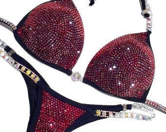 MyProSuit Burgandy Swarovski® Crystal Competition Bikini Suit