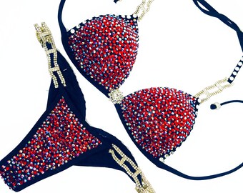 MyProSuit Burgandy Swarovski® Crystal Competition Bikini Suit