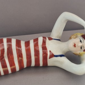 Terrific Art Deco 1920's Style  Porcelain  Bathing Beauty Figure Pin Doll