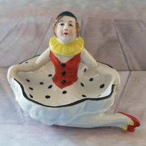 A Terrific Art Deco 1920&#39;s Style &quot;Pierrette&quot; Clown Pin Cushion Doll Pin Dish