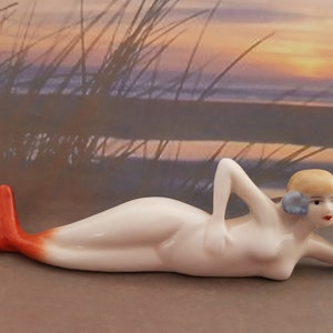 Pretty Art Deco 1920's Style  Porcelain "Mermaid" Bathing Beauty Figure Doll