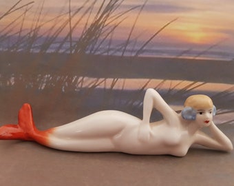 Pretty Art Deco 1920's Style  Porcelain "Mermaid" Bathing Beauty Figure Doll