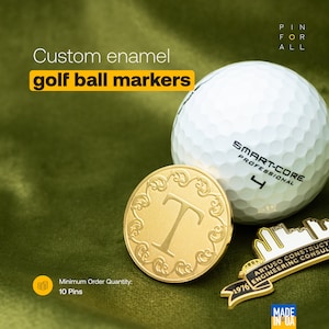 Set of 10 Custom enamel golf ball markers - Enamel golf marker - Custom ball marker - Golf gift - Golf accessory - Golf gear
