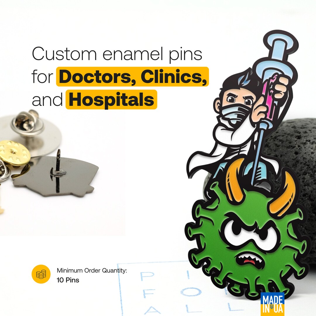 Hospital Custom Enamel Pins - Clinic & Medic Lapel Pin - Covid ...