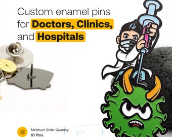 Hospital custom enamel pins - clinic & medic lapel pin - covid vaccinated pin - nurse doctor custom pins - dentist pins - vaccine custom pin