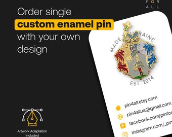 Single custom pin - One custom enamel pin with your design - Production soft enamel pin - personalized lapel pin - Made in Ukraine