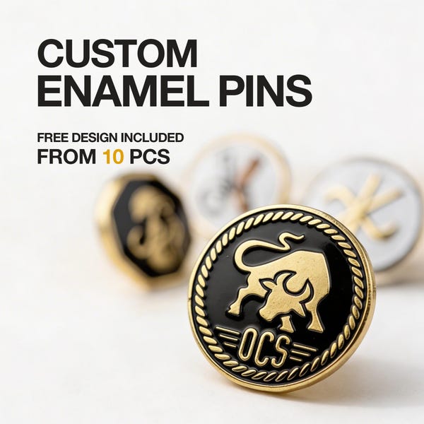 Custom Enamel Pins - 10 pcs Minimum, Soft or Hard Logo Lapel Badges