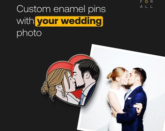 Wedding enamel pins - bride and groom enamel pins - wedding custom pins - portrait from photo - hen-party pins - bachelor party enamel pin