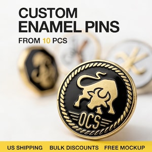 Custom Enamel Pins - 10 pcs Minimum, Soft or Hard Logo Lapel Badges