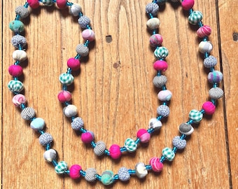 Fabric necklace Textile necklace Textile jewel Multicolor necklace Handmade BERRIE