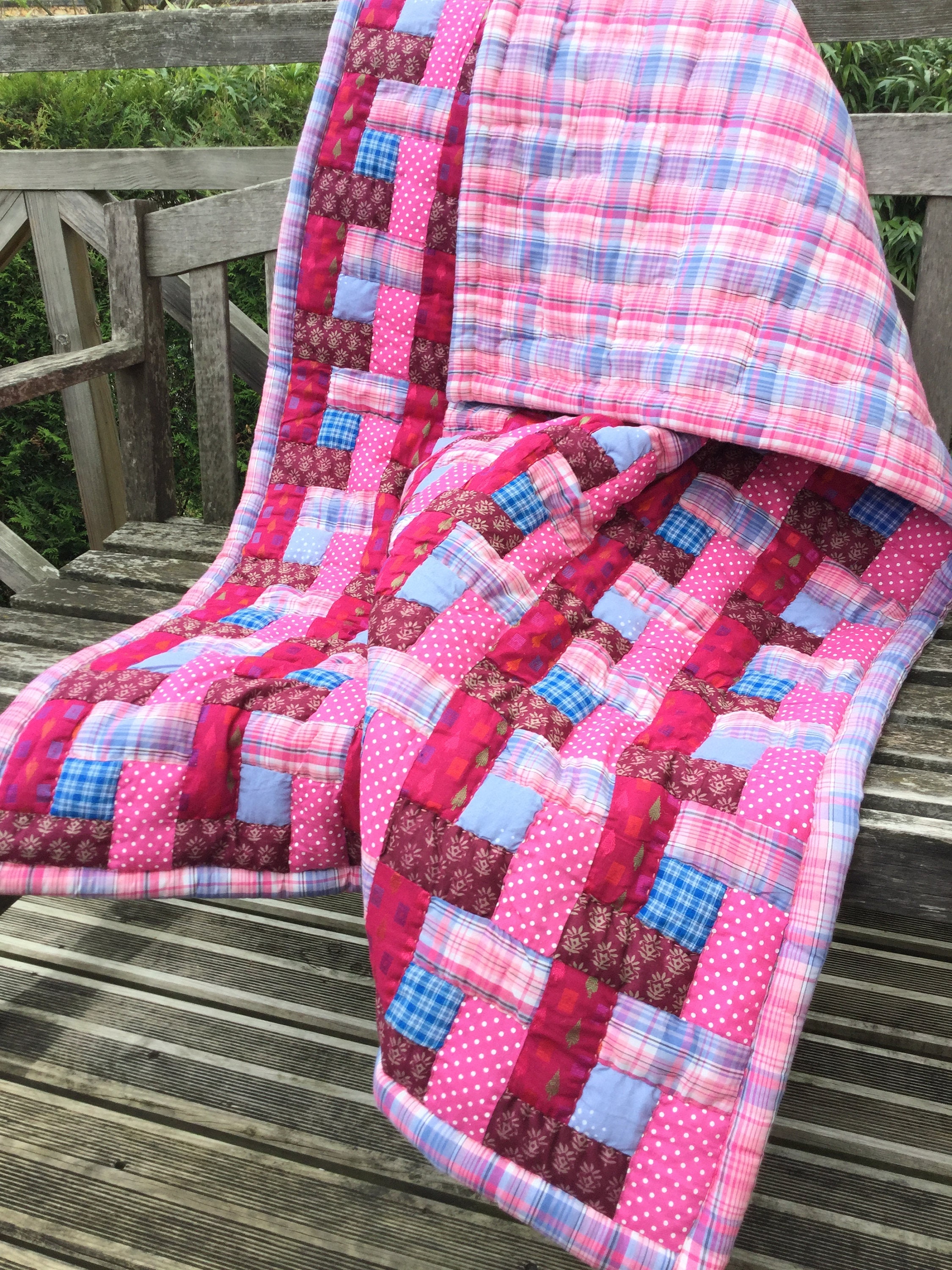 Couverture Enfant Plaid en Coton Cadeau de Naissance Patchwork Déco Chambre Tapis d'éveil Dominante 