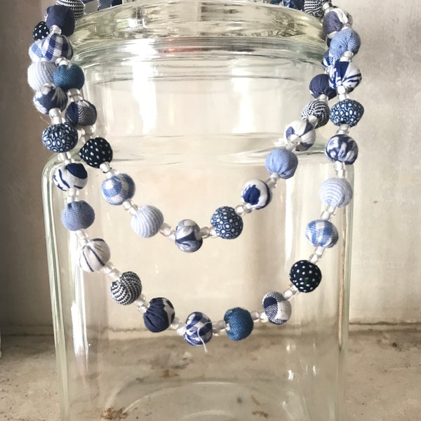 Fabric necklace Textile necklace Textile jewelry Blue necklace necklace Colored necklace Handmade BERRIE