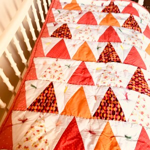 Child blanket Cotton child plaid Birth gift Patchwork child Deco children&#39;s room Awakening mat Orange dominant MANDARIN