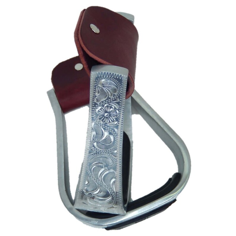 2 Western Engraved Aluminum BarrelRoperShow Saddle Stirrups 5 Inside Foot