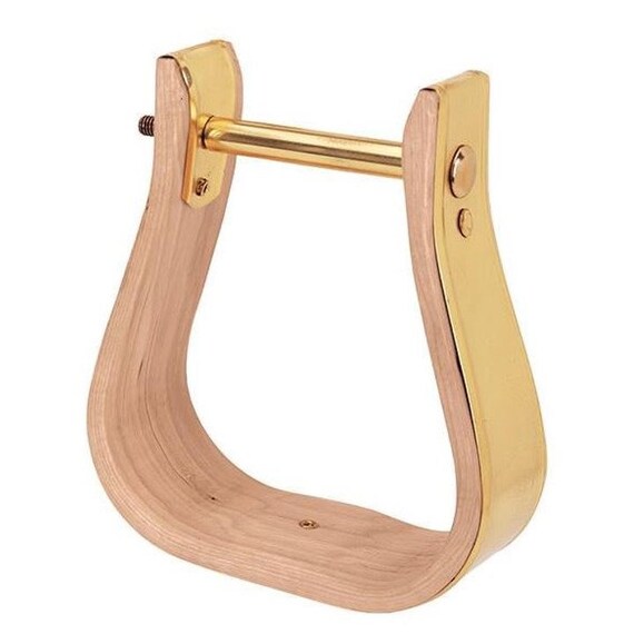 Solid Brass Bound Wooden Stirrups
