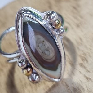 Jasper Ring, Imperial Jasper, Sterling Silver, Adjustable Ring, Cocktail Ring, Statement Ring.