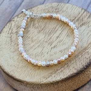 Pearl bracelet, Silver And Pearl jewellery, Freshwater Cultured Pearls, 30th Anniversary Gift, June Birthstone, Bridal Gift.