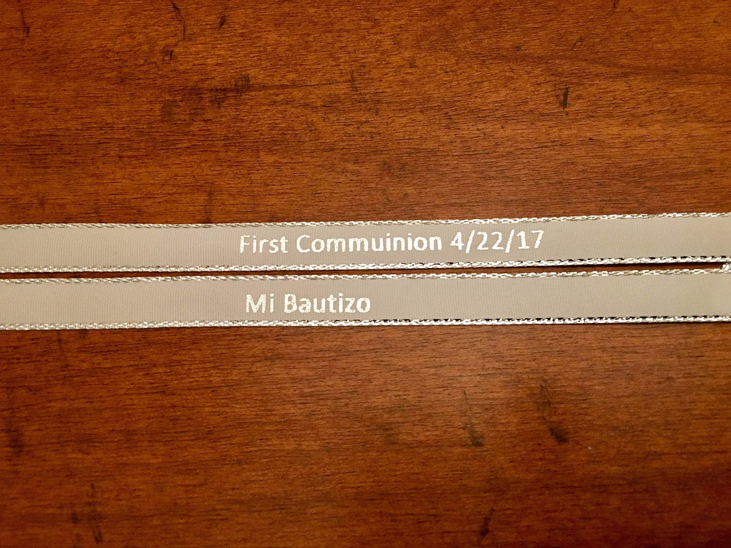 First Communion Baptism Personalize Ribbon White Ivory Blue - Etsy