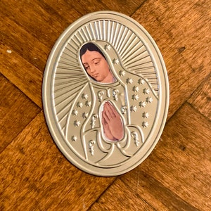 12  3 inch Embossed  Virgin Mary for Baptism or First Communion Emboss Favor Boy Girl Primera Comunion  Recuerdo Repujado