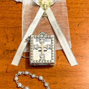 12 English Mini Bibles And Rosary Personalized First Communion  Confirmation Favor