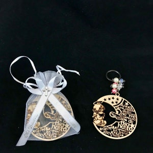 12Pcs Baby Angel Guardian Prayer Wooden Keychain Personalized. Angel de la Guardia Oracion Personalizado