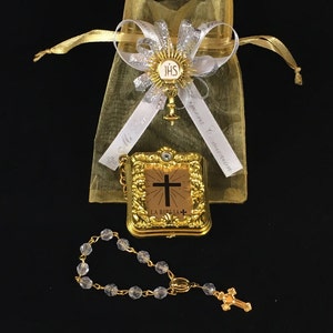 12 Mini Bibles Holy Sacrament First Communion Favor Personalized Recuerdo De Primera Comunion  Recuerdo Gold Organza Personalizado