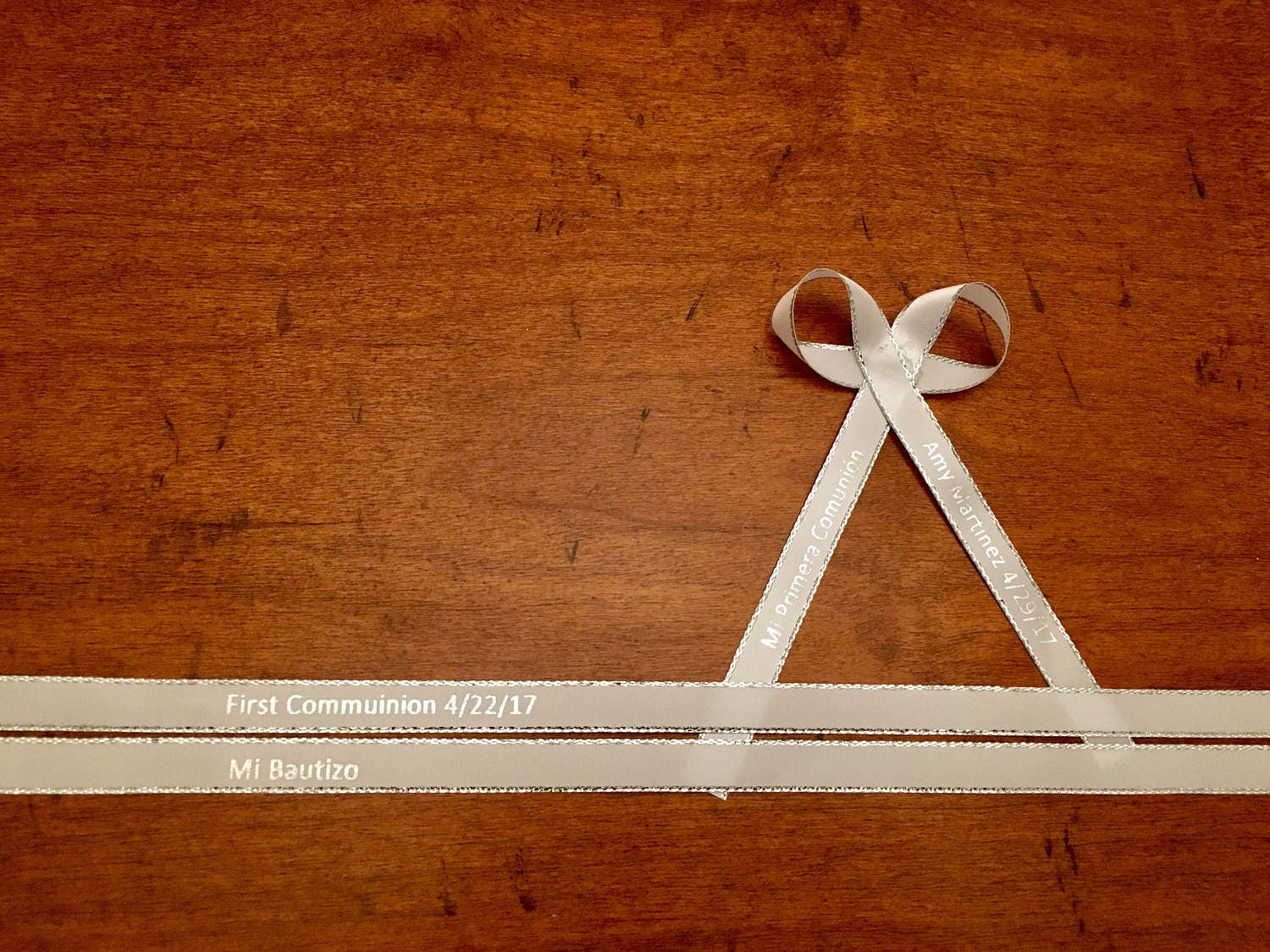 First Communion Baptism Personalize Ribbon White, Ivory, Blue or Pink ...