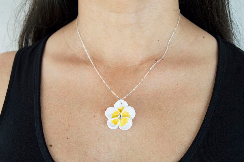Hawaiian Plumeria Necklace Flower Sterling Silver Necklace Etsy
