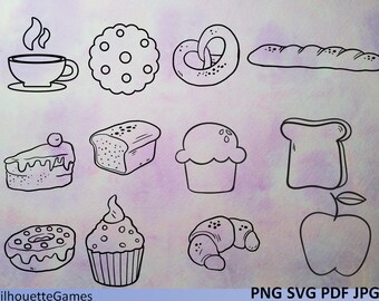 cute homework clipart black and white Outline clipart, Food ClipArt, Digital Clipart,pie,biscuit, Food vector, cupcake clipart