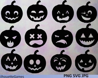 Pumpkin silhouettes, Halloween, svg, jpg, png