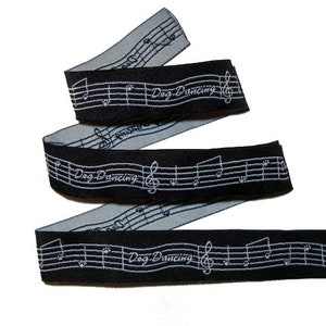 Webband Hund &quot;Dog Dance&quot; Hunde Borte, schwarz-weiß, 19mm breit, Pfoten, 1 Meter